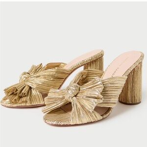 Loeffler Randall Gold Bow Mules
